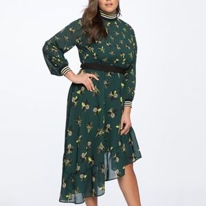 Eloquii Asymmetrical Dress w/Ribbed Trim
